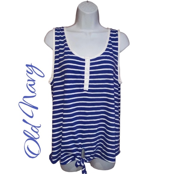 Old Navy Women’s Large Striped Blue White Tank Top - Picture 6 of 11